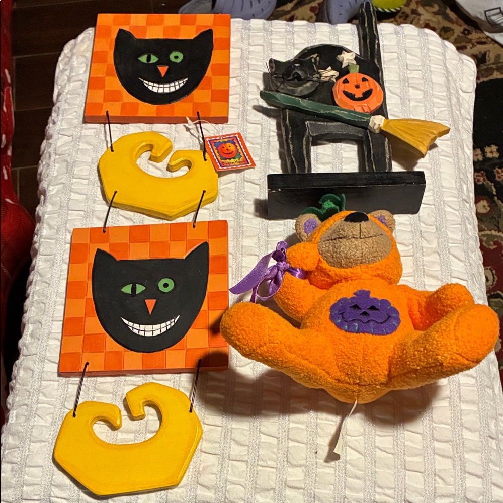 Halloween Bundle- Cat, Bear, Cat hanging 3 Piece Decor Set